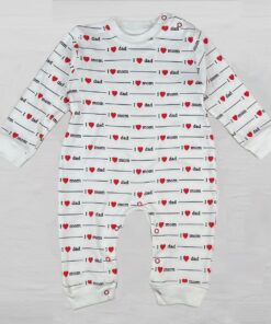 Βρεφικό Φορμάκι με Ανοιχτά Ποδαράκια "I Love Dad, I Love Mom" - Άσπρο (106423)