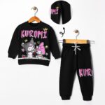 Βρεφικό Σετ Λεπτές Φόρμες, Μπλούζα και Παντελόνι με Ήρωα Κινουμένων Σχεδίων - Μαύρο (ΚΟΥΡ-106105)