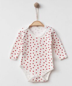 Βρεφικό Κορμάκι Μακρυμάνικο με Σχέδιο Καρδούλες - Άσπρο (108068)