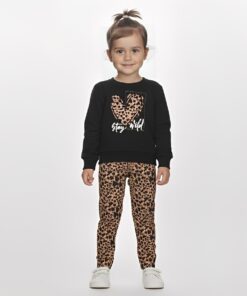 Joyce Χειμερινό Παιδικό Σετ Φόρμες, Μπλούζα και Παντελόνι Κολάν - Μαύρο (109401)