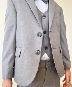 Παιδικό Σετ Σακάκι, Γιλέκο, Πουκάμισο με Παντελόνι και Αποσπώμενο Παπιγιόν - Γκρι (108701)