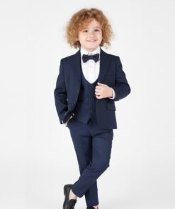 Παιδικό Σετ Σακάκι, Γιλέκο, Πουκάμισο με Παντελόνι και Αποσπώμενο Παπιγιόν - Σκούρο Mπλε (108576)
