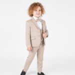 Παιδικό Σετ Σακάκι, Γιλέκο, Πουκάμισο με Παντελόνι και Αποσπώμενο Παπιγιόν - Μπεζ (108518)
