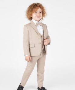 Παιδικό Σετ Σακάκι, Γιλέκο, Πουκάμισο με Παντελόνι και Αποσπώμενο Παπιγιόν - Μπεζ (108518)