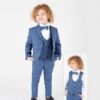 Παιδικό Σετ Σακάκι, Γιλέκο, Πουκάμισο με Παντελόνι και Αποσπώμενο Παπιγιόν - Mπλε (108549)