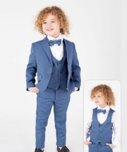 Παιδικό Σετ Σακάκι, Γιλέκο, Πουκάμισο με Παντελόνι και Αποσπώμενο Παπιγιόν - Mπλε (108549)