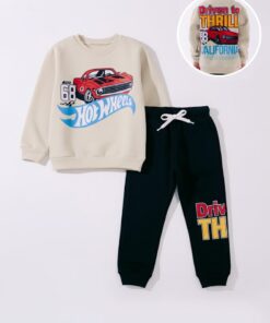 Παιδικό Σετ Χοντρές Φόρμες Φούτερ, Μπλούζα και Παντελόνι με Ήρωα Κινουμένων Σχεδίων - Μπεζ (ΧΟΤ-108900)