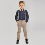 Σετ Πουκάμισο με Παντελόνι Καμπαρντινέ και Αποσπώμενες Τιράντες και Παπιγιόν - Μπεζ (108750)