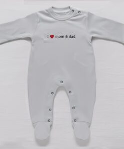 Βρεφικό Φορμάκι με Κλειστά Ποδαράκια"I Love Mom And Dad" – Γκρι (108308)