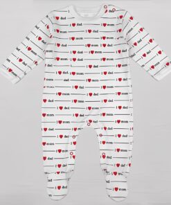 Βρεφικό Φορμάκι με Κλειστά Ποδαράκια "I Love Dad, I Love Mom" - Άσπρο (108302)