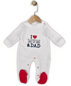 Βρεφικό Φορμάκι με Κλειστά Ποδαράκια "I Love Mum And Dad" - Άσπρο (108319)