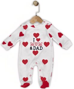 Βρεφικό Φορμάκι με Κλειστά Ποδαράκια "I Love Mum And Dad" - Κόκκινο (108325)