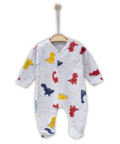 Βρεφικό Φορμάκι με Σχέδιο Δεινοσαυράκια και Κλειστά Ποδαράκια – Γκρι (108102)