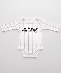 Βρεφικό Κορμάκι Μακρυμάνικο Καρό με Ήρωα Κινουμένων Σχεδίων - Λευκό (ΜΙΚ-108465)
