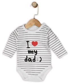 Βρεφικό Κορμάκι Μακρυμάνικο με Σχέδιο Ριγέ Σχέδιο "I Love My Dad" - Άσπρο (108330)