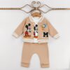 Βρεφικό Λεπτό Σετ Μπλούζα με Παντελονάκι και Ζακέτα με Ήρωες Κινουμένων Σχεδίων - Μπεζ (108355)