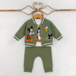 Βρεφικό Λεπτό Σετ Μπλούζα με Παντελονάκι και Ζακέτα με Ήρωες Κινουμένων Σχεδίων - Πράσινο (108368)