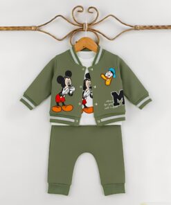 Βρεφικό Λεπτό Σετ Μπλούζα με Παντελονάκι και Ζακέτα με Ήρωες Κινουμένων Σχεδίων - Πράσινο (108368)