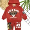 Βρεφικό Σετ Χοντρές Φόρμες Φούτερ, Μπλούζα και Παντελόνι με Ήρωα Κινουμένων Σχεδίων - Κόκκινο (ΛΑΙΟ-108117)