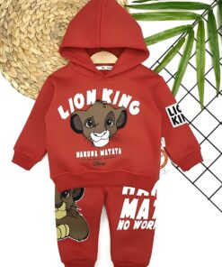 Βρεφικό Σετ Χοντρές Φόρμες Φούτερ, Μπλούζα και Παντελόνι με Ήρωα Κινουμένων Σχεδίων - Κόκκινο (ΛΑΙΟ-108117)