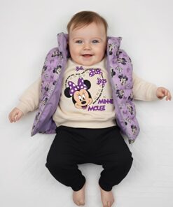 Βρεφικό Σετ Χοντρή Μπλούζα με Παντελόνι και Αμάνικο με Ήρωα Κινουμένων Σχεδίων - Λιλά (ΜΙΝ-109346)