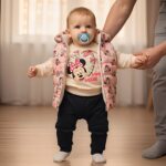 Βρεφικό Σετ Χοντρή Μπλούζα με Παντελόνι και Αμάνικο με Ήρωα Κινουμένων Σχεδίων - Ροζ (ΜΙΝ-109337)