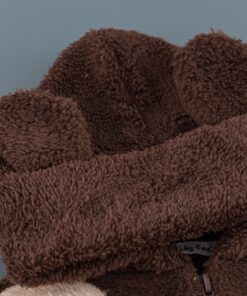 Βρεφικό Φορμάκι Εξόδου Fleece με Κουκούλα και Σχέδιο Σκυλάκια – Καφέ (110895)