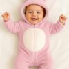 Βρεφικό Φορμάκι Fleece με Σχέδιο Λαγουδάκι και Ενιαία Κουκούλα - Ροζ (111045)