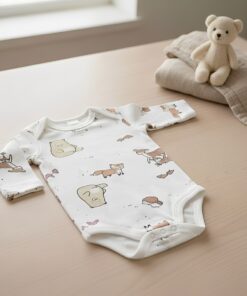 Βρεφικό Κορμάκι Μακρυμάνικο με Σχέδιο Διάφορα Ζωάκια – Άσπρο (110685)