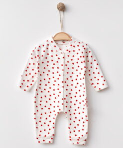 Φορμάκι Βρεφικό με Σχέδιο Καρδούλες και Ανοιχτά Ποδαράκια - Άσπρο (112579)