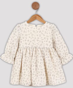 Παιδικό Φλοράλ Φόρεμα με Γούνινο Γιλέκο - Καφέ (112410)