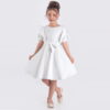 Παιδικό Φόρεμα Κοντομάνικο με Βολάν και Ζώνη - Άσπρο (112290)
