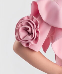 Παιδικό Φόρεμα Κοντομάνικο με Βολάν και Ζώνη – Επίσημο & Κομψό – Ροζ (112269)