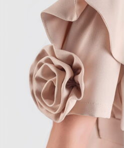 Παιδικό Φόρεμα Κοντομάνικο με Βολάν και Ζώνη – Μπεζ (112280)