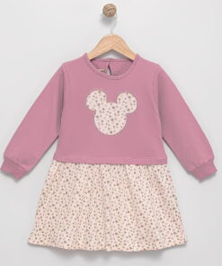 Παιδικό Φόρεμα Μακρυμάνικο με Ηρωίδα Κινουμένων Σχεδίων – Πούδρα (112194)