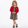 Παιδικό Φόρεμα με Animal Print Σχέδιο και Ενιαίο Ζακετάκι - Κόκκινο (112184)