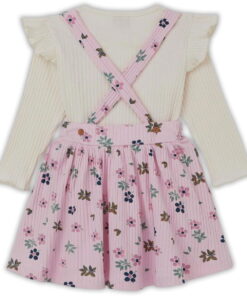 Παιδικό Σετ 2 Τεμαχίων, Μπλούζα και Φόρεμα Σαλοπέτα με Λουλουδάτο Σχέδιο – Ροζ (112202)