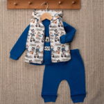 Παιδικό Σετ 3 Τεμαχίων, Μπλούζα, Αμάνικο Μπουφάν και Παντελόνι με Ήρωες Κινουμένων Σχεδίων - Μπλε (ΜΙΚ-112703)