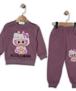 Παιδικό Σετ Λεπτές Φόρμες, Μπλούζα και Παντελόνι με Ήρωες Κινουμένων Σχεδίων - Μωβ (ΛΑΜΠ-111352)