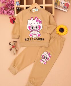 Παιδικό Σετ Λεπτές Φόρμες, Μπλούζα και Παντελόνι με Ήρωες Κινουμένων Σχεδίων - Καφέ Ανοιχτό (ΛΑΜΠ-111344)