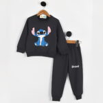 Παιδικό Σετ Λεπτή Μακό Μπλούζα και Παντελόνι με Ήρωα Κινουμένων Σχεδίων - Ανθρακί (ΛΙΛΟ-111999)