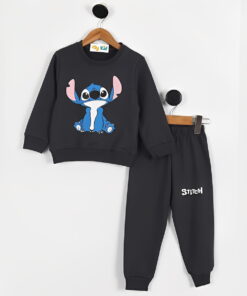 Παιδικό Σετ Λεπτή Μακό Μπλούζα και Παντελόνι με Ήρωα Κινουμένων Σχεδίων - Ανθρακί (ΛΙΛΟ-111999)