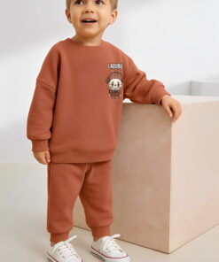 Παιδικό Σετ Λεπτή Μακό Μπλούζα και Παντελόνι με Ήρωα Κινουμένων Σχεδίων - Κεραμιδί (ΛΑΜΠ-111645)