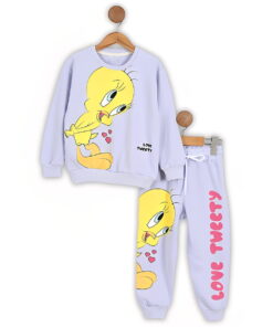 Παιδικό Σετ Λεπτή Μακό Μπλούζα και Παντελόνι με Ήρωα Κινουμένων Σχεδίων - Λιλά (ΤΟΥΙ-111523)