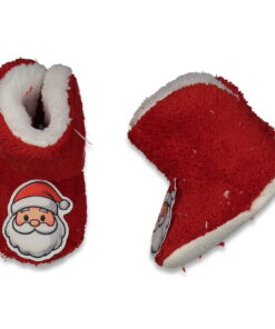 Παντοφλάκια - Μποτάκια Αγκαλιάς Fleece με Σχέδιο Άγιο Βασίλη - Κόκκινο (112626)