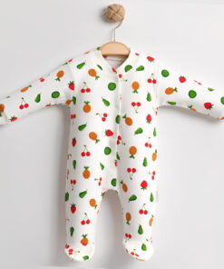 Βρεφικό Φορμάκι με Σχέδιο Διάφορα Φρουτάκια με Κλειστά Ποδαράκια - Άσπρο (112521)