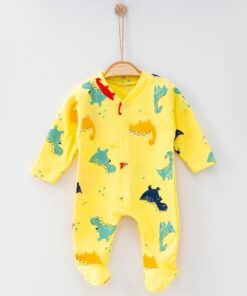 Βρεφικό Φορμάκι με Σχέδιο Δεινοσαυράκια και Κλειστά Ποδαράκια – Κίτρινο (112083)