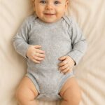 Βρεφικό Κορμάκι Μακρυμάνικο Μονόχρωμο σε Γκρι Χρώμα (111117)