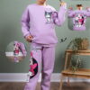 Βρεφικό Σετ Χοντρές Φόρμες Φούτερ, Μπλούζα και Παντελόνι με Ήρωα Κινουμένων Σχεδίων - Λιλά (ΚΟΥΡ-112430)