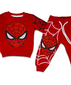 Βρεφικό Σετ Χοντρές Φόρμες Φούτερ, Μπλούζα και Παντελόνι με Σχέδιο Υπερήρωα - Κόκκινο (ΣΠΑΙ-111990)